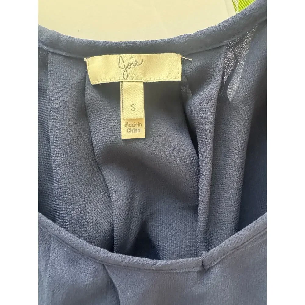 Joie Navy Adorlee Cold-Shoulder Silk Top Size S - Picture 5 of 5
